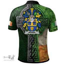 ScotsTee Shop Irish Bennis Coat of Arms Irish Polo Shirt Irish Claddagh Cross Polo Shirt