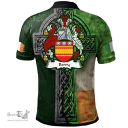 ScotsTee Shop Irish Berry Coat of Arms Irish Polo Shirt Irish Claddagh Cross Polo Shirt