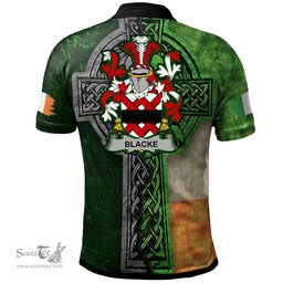 ScotsTee Shop Irish Blacke Coat of Arms Irish Polo Shirt Irish Claddagh Cross Polo Shirt