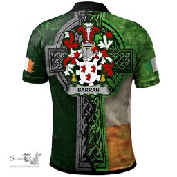 ScotsTee Shop Irish Barran Coat of Arms Irish Polo Shirt Irish Claddagh Cross Polo Shirt