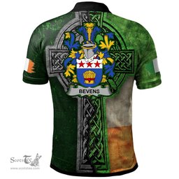ScotsTee Shop Irish Bevens Coat of Arms Irish Polo Shirt Irish Claddagh Cross Polo Shirt