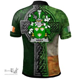 ScotsTee Shop Irish Aries Coat of Arms Irish Polo Shirt Irish Claddagh Cross Polo Shirt