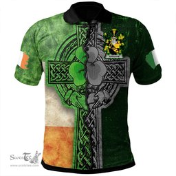 ScotsTee Shop Irish Abraham Coat of Arms Irish Polo Shirt Irish Claddagh Cross Polo Shirt