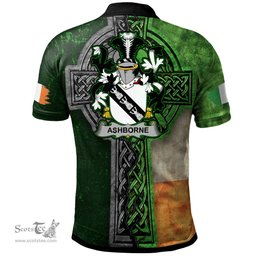 ScotsTee Shop Irish Ashborne Coat of Arms Irish Polo Shirt Irish Claddagh Cross Polo Shirt