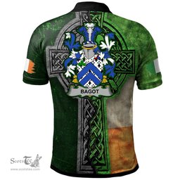 ScotsTee Shop Irish Bagot Coat of Arms Irish Polo Shirt Irish Claddagh Cross Polo Shirt