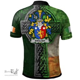 ScotsTee Shop Irish English Coat of Arms Irish Polo Shirt Irish Claddagh Cross Polo Shirt