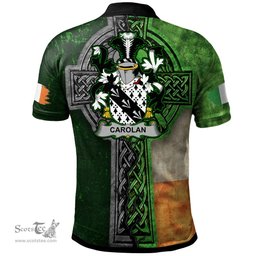 ScotsTee Shop Irish Carolan Coat of Arms Irish Polo Shirt Irish Claddagh Cross Polo Shirt