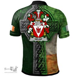 ScotsTee Shop Irish Delap Coat of Arms Irish Polo Shirt Irish Claddagh Cross Polo Shirt