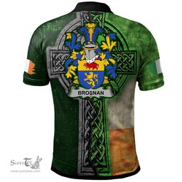 ScotsTee Shop Irish Brosnan or O'Brosnan Coat of Arms Irish Polo Shirt Irish Claddagh Cross Polo Shirt