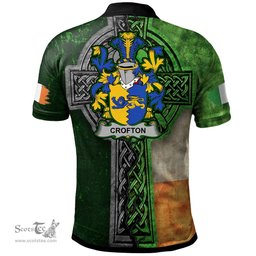 ScotsTee Shop Irish Crofton Coat of Arms Irish Polo Shirt Irish Claddagh Cross Polo Shirt