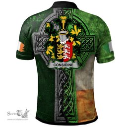 ScotsTee Shop Irish Considine or McConsidine Coat of Arms Irish Polo Shirt Irish Claddagh Cross Polo Shirt