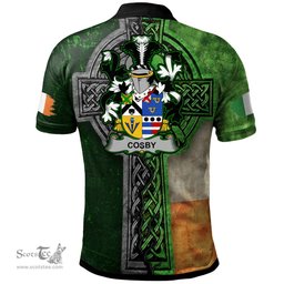 ScotsTee Shop Irish Cosby (Lord Sydney) Coat of Arms Irish Polo Shirt Irish Claddagh Cross Polo Shirt