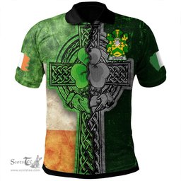 ScotsTee Shop Irish Corrigan or O'Corrigan Coat of Arms Irish Polo Shirt Irish Claddagh Cross Polo Shirt