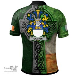 ScotsTee Shop Irish Canton Coat of Arms Irish Polo Shirt Irish Claddagh Cross Polo Shirt
