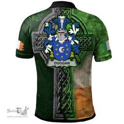 ScotsTee Shop Irish Duggan or O'Duggan Coat of Arms Irish Polo Shirt Irish Claddagh Cross Polo Shirt