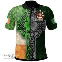 ScotsTee Shop Irish Dowdall Coat of Arms Irish Polo Shirt Irish Claddagh Cross Polo Shirt