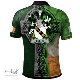 ScotsTee Shop Irish Evers Coat of Arms Irish Polo Shirt Irish Claddagh Cross Polo Shirt