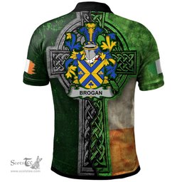 ScotsTee Shop Irish Brogan or O'Brogan Coat of Arms Irish Polo Shirt Irish Claddagh Cross Polo Shirt
