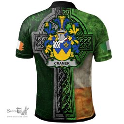 ScotsTee Shop Irish Cramer Coat of Arms Irish Polo Shirt Irish Claddagh Cross Polo Shirt