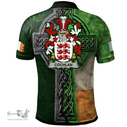 ScotsTee Shop Irish Cochlan or McCoughlan Coat of Arms Irish Polo Shirt Irish Claddagh Cross Polo Shirt