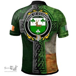 ScotsTee Shop Irish House of O'CONNELL Coat of Arms Irish Polo Shirt Irish Claddagh Cross Polo Shirt