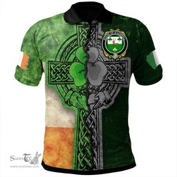 ScotsTee Shop Irish House of O'CONNELL Coat of Arms Irish Polo Shirt Irish Claddagh Cross Polo Shirt