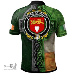 ScotsTee Shop Irish House of O'HART Coat of Arms Irish Polo Shirt Irish Claddagh Cross Polo Shirt