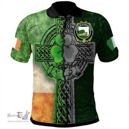 ScotsTee Shop Irish House of O'CALLAGHAN Coat of Arms Irish Polo Shirt Irish Claddagh Cross Polo Shirt