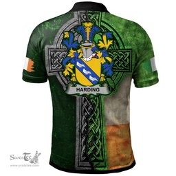 ScotsTee Shop Irish Harding Coat of Arms Irish Polo Shirt Irish Claddagh Cross Polo Shirt
