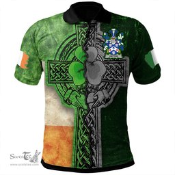 ScotsTee Shop Irish Hatton or McIlhatton Coat of Arms Irish Polo Shirt Irish Claddagh Cross Polo Shirt