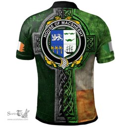 ScotsTee Shop Irish House of MACSHEEHY Coat of Arms Irish Polo Shirt Irish Claddagh Cross Polo Shirt