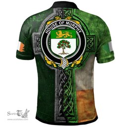 ScotsTee Shop Irish House of MURPHY (O?Morchoe) Coat of Arms Irish Polo Shirt Irish Claddagh Cross Polo Shirt