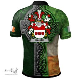 ScotsTee Shop Irish Haugh or O'Hough Coat of Arms Irish Polo Shirt Irish Claddagh Cross Polo Shirt