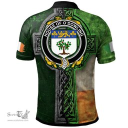 ScotsTee Shop Irish House of O'DOWLING Coat of Arms Irish Polo Shirt Irish Claddagh Cross Polo Shirt