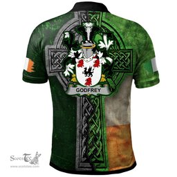 ScotsTee Shop Irish Godfrey (of Bushfield) Coat of Arms Irish Polo Shirt Irish Claddagh Cross Polo Shirt
