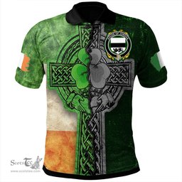 ScotsTee Shop Irish House of JORDAN Coat of Arms Irish Polo Shirt Irish Claddagh Cross Polo Shirt
