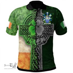 ScotsTee Shop Irish Hackett Coat of Arms Irish Polo Shirt Irish Claddagh Cross Polo Shirt