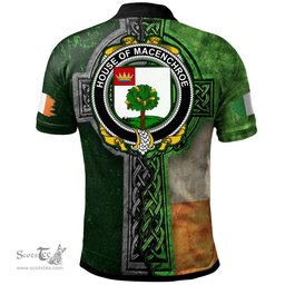 ScotsTee Shop Irish House of MACENCHROE Coat of Arms Irish Polo Shirt Irish Claddagh Cross Polo Shirt