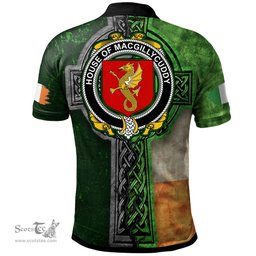 ScotsTee Shop Irish House of MACGILLYCUDDY Coat of Arms Irish Polo Shirt Irish Claddagh Cross Polo Shirt