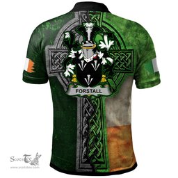 ScotsTee Shop Irish Forstall Coat of Arms Irish Polo Shirt Irish Claddagh Cross Polo Shirt