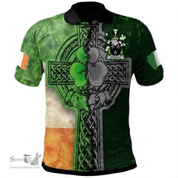 ScotsTee Shop Irish Forstall Coat of Arms Irish Polo Shirt Irish Claddagh Cross Polo Shirt