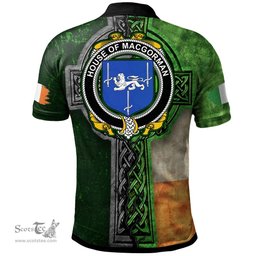 ScotsTee Shop Irish House of MACGORMAN Coat of Arms Irish Polo Shirt Irish Claddagh Cross Polo Shirt