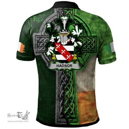 ScotsTee Shop Irish Hadsor Coat of Arms Irish Polo Shirt Irish Claddagh Cross Polo Shirt