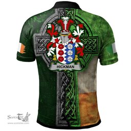 ScotsTee Shop Irish Hickman Coat of Arms Irish Polo Shirt Irish Claddagh Cross Polo Shirt
