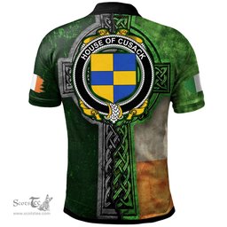 ScotsTee Shop Irish House of CUSACK Coat of Arms Irish Polo Shirt Irish Claddagh Cross Polo Shirt