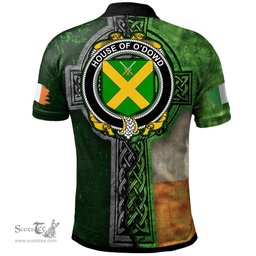 ScotsTee Shop Irish House of O'DOWD Coat of Arms Irish Polo Shirt Irish Claddagh Cross Polo Shirt