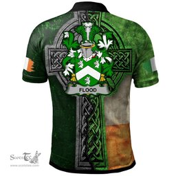 ScotsTee Shop Irish Flood Coat of Arms Irish Polo Shirt Irish Claddagh Cross Polo Shirt