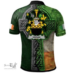 ScotsTee Shop Irish Hogan or O'Hogan Coat of Arms Irish Polo Shirt Irish Claddagh Cross Polo Shirt