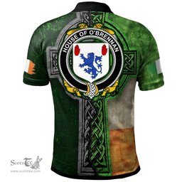 ScotsTee Shop Irish House of O'BRENNAN (Connacht) Coat of Arms Irish Polo Shirt Irish Claddagh Cross Polo Shirt