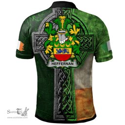 ScotsTee Shop Irish Heffernan or O'Heffernan Coat of Arms Irish Polo Shirt Irish Claddagh Cross Polo Shirt